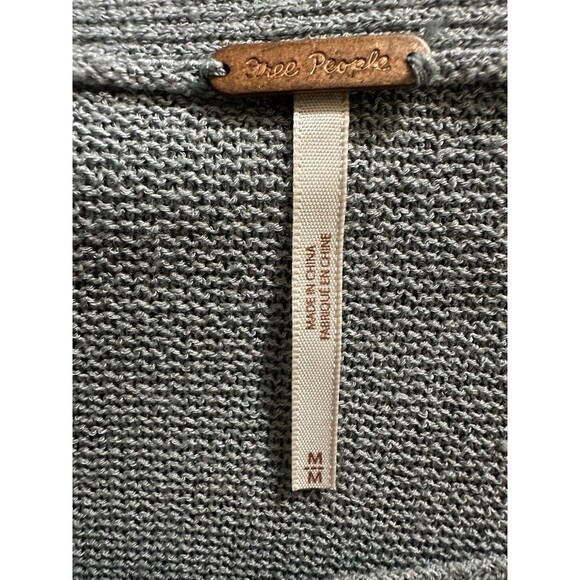 Free People Cut Out Criss Cross Front Green Tunic Sweater Split Cuffs Size M - Picture 4 of 5